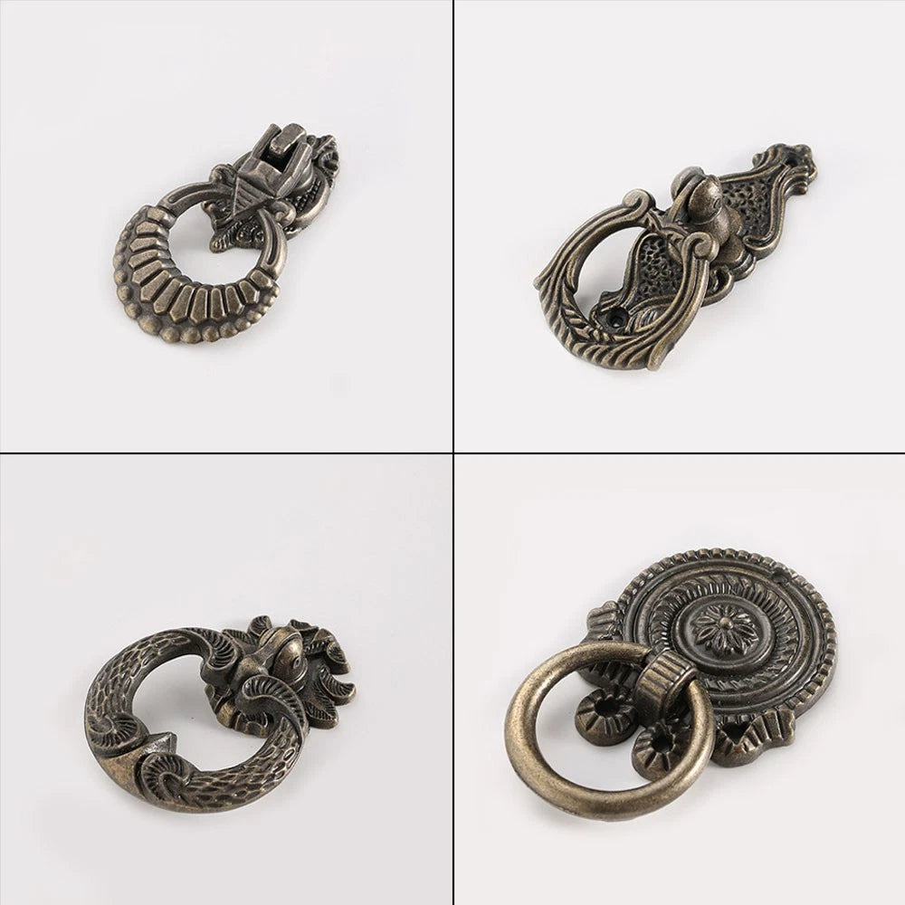 Set of 10 Antique Bronze Door Pull Knobs for Cabinet Drawer