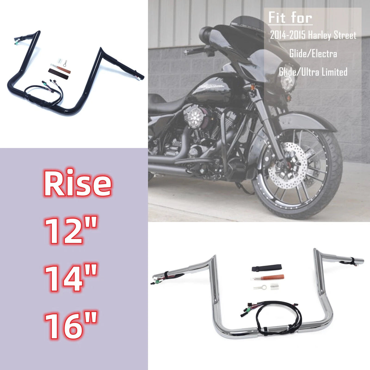 1.25" Prewired Handlebar for Harley Electra Glide, Street Glide, Ultra Limited (2014–2015)