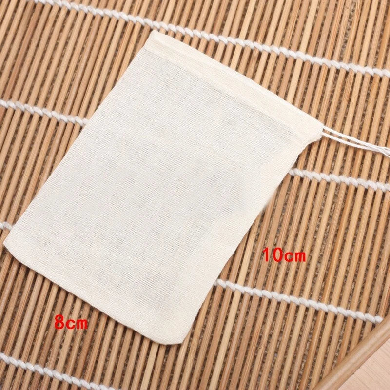 10pcs Cotton Drawstring Spice Filter Bags for Cooking and Tea