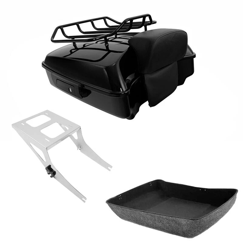 Chopped Trunk Backrest Pad Rack Mount for Harley Fat Boy FLSTF (2008–2017)