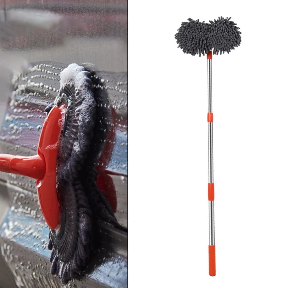 Dual Microfiber Car Wash Mop with Rotating Head for Efficient Cleaning