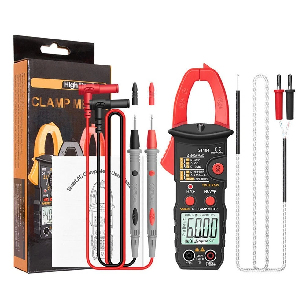 Digital Clamp Meter 600A for AC DC Voltage Temperature Resistance Testing