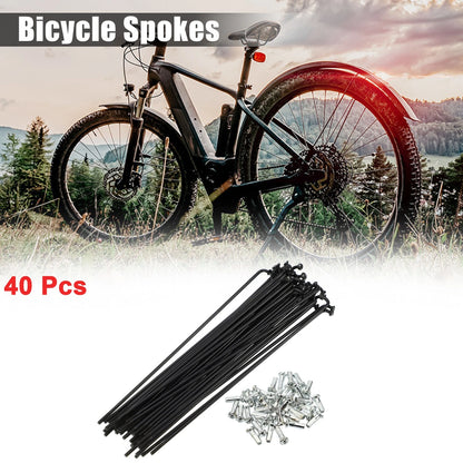 Bike Spoke Kit 40 Pcs 14G J Bend 138mm for Universal Bicycle (All Years)
