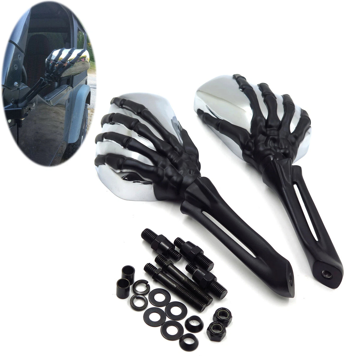 Skeleton Hand Skull Side Mirrors for Jeep Wrangler JK JKU (2007–2018)