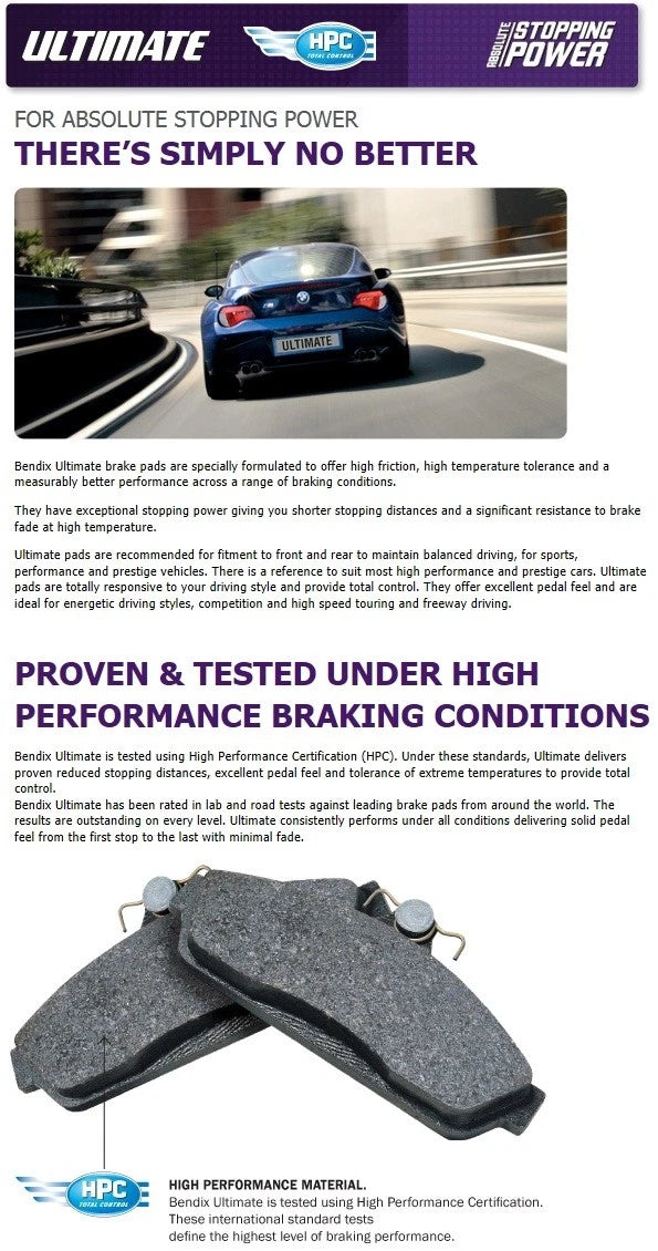 Bendix Ultimate Front Disc Brake Pads for Ford Territory (2004–2016)