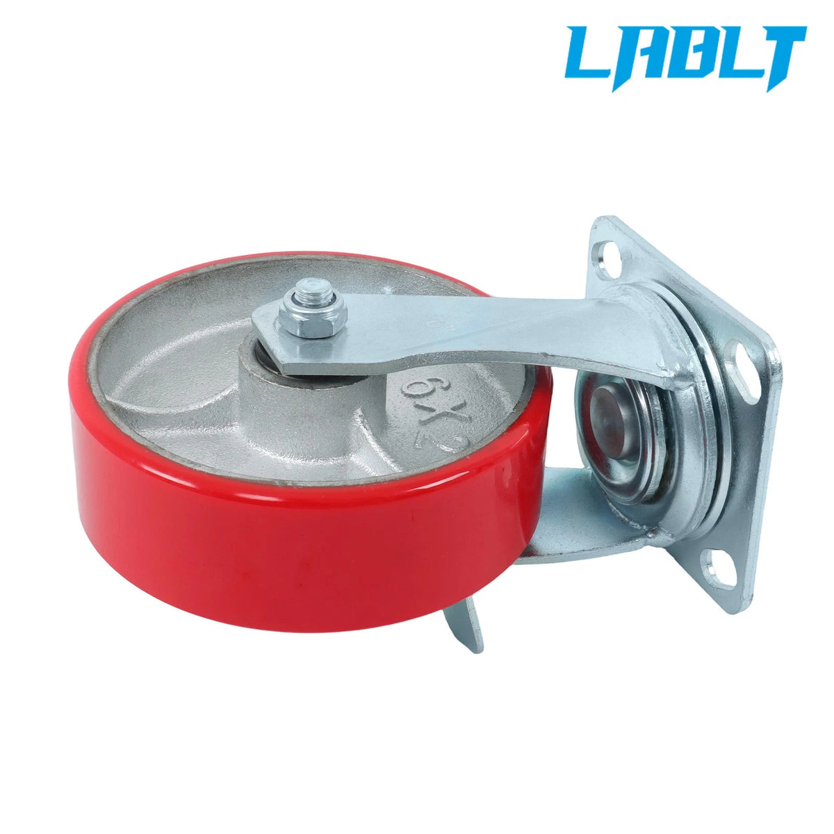 Set of 4 6-Inch Red Casters with Brake for Toolboxes (1200 lb Capacity)