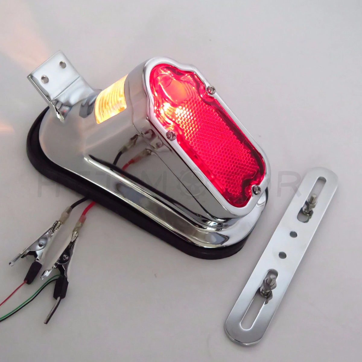Chrome Red Tombstone Brake Tail Light for Harley Davidson