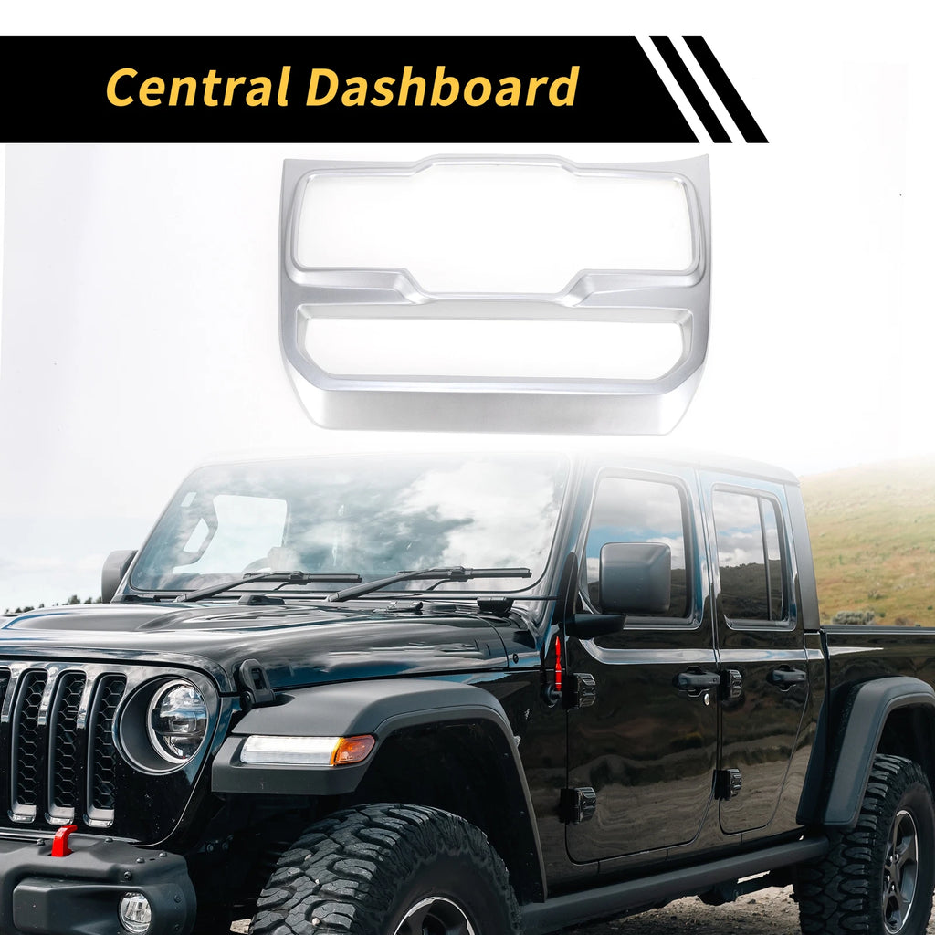 Dashboard Center Window Control Panel Cover for Jeep Wrangler JL (2018–2023) Silver Tone
