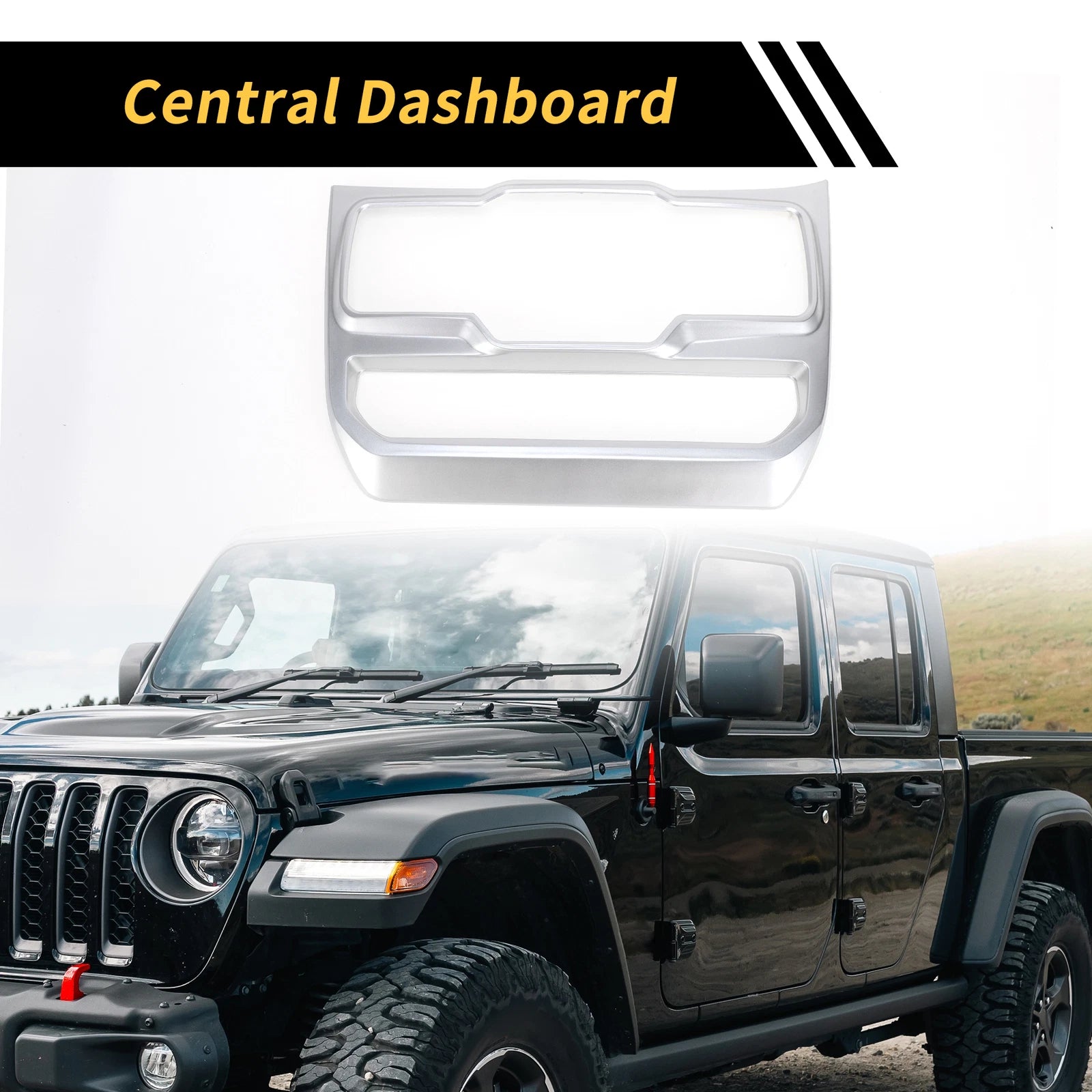Dashboard Center Window Control Panel Cover for Jeep Wrangler JL (2018–2023) Silver Tone