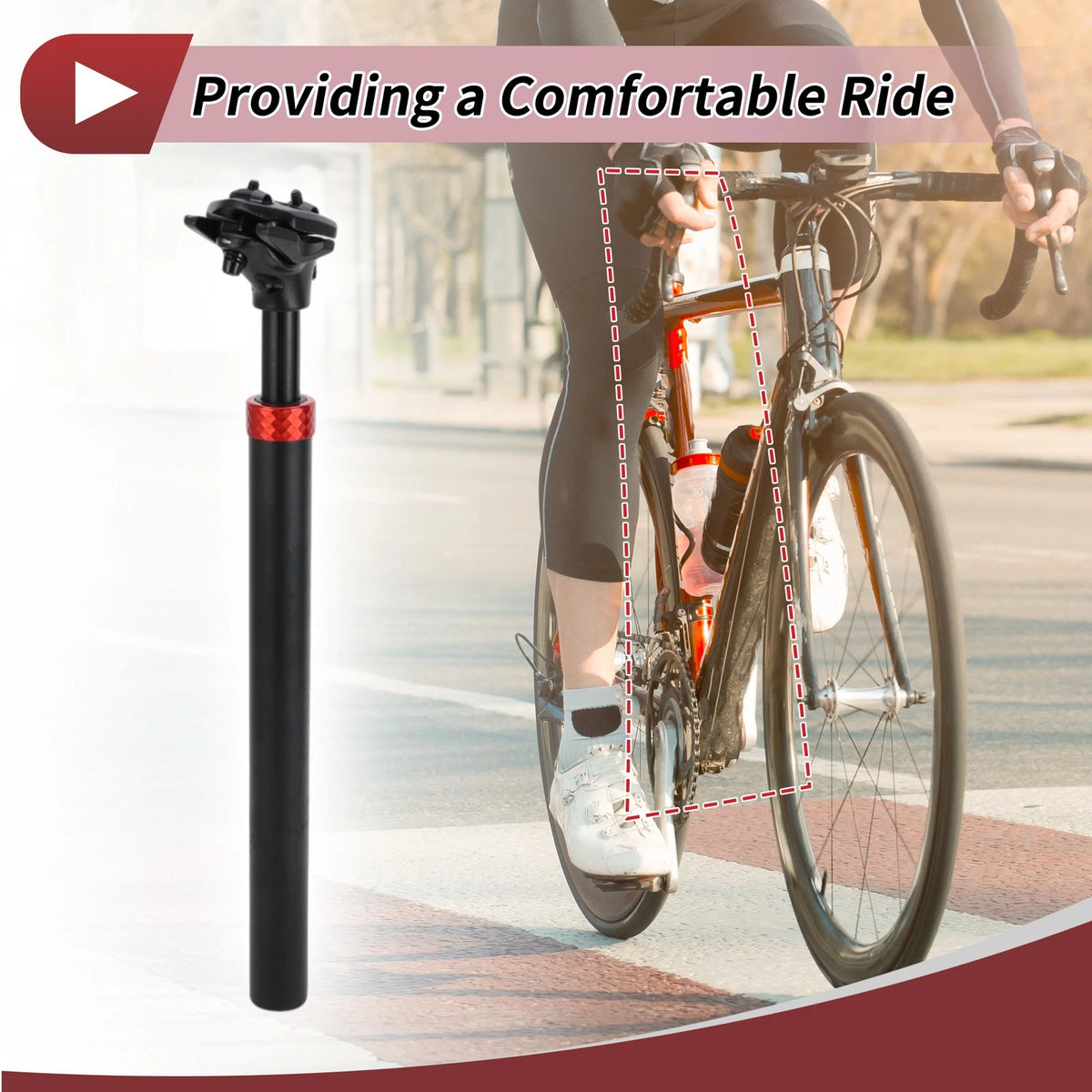 Bike Seat Posts 30.9x400mm Suspension Shock Absorber for Black Red Alloy