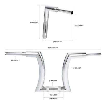 2'' Rise Ape Hanger Handlebar for Harley Sportster (14''/16''/18''/20'') Chrome