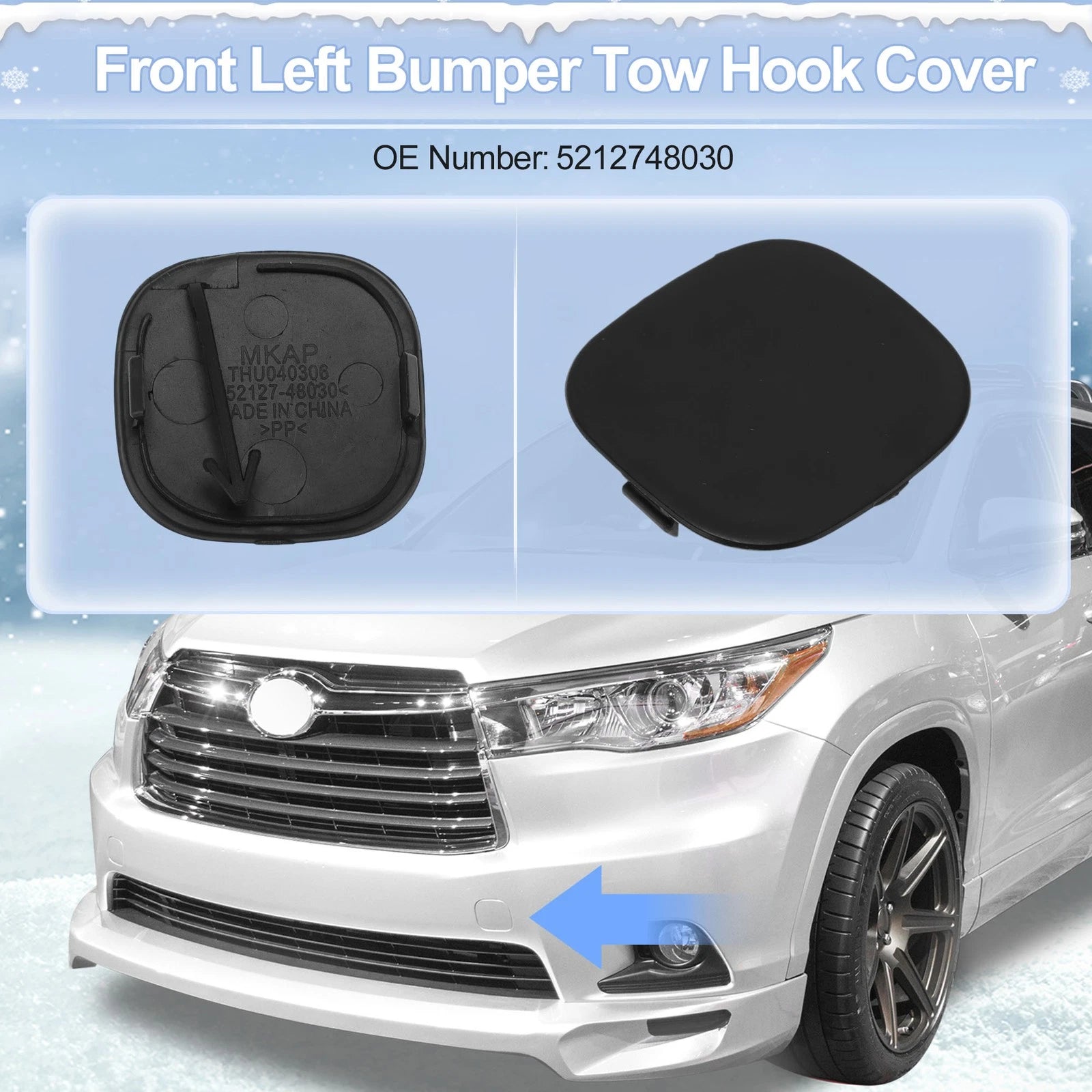Tow Hook Cover Cap Left Front Replacement for Toyota Prius C Aqua (2012-2014)