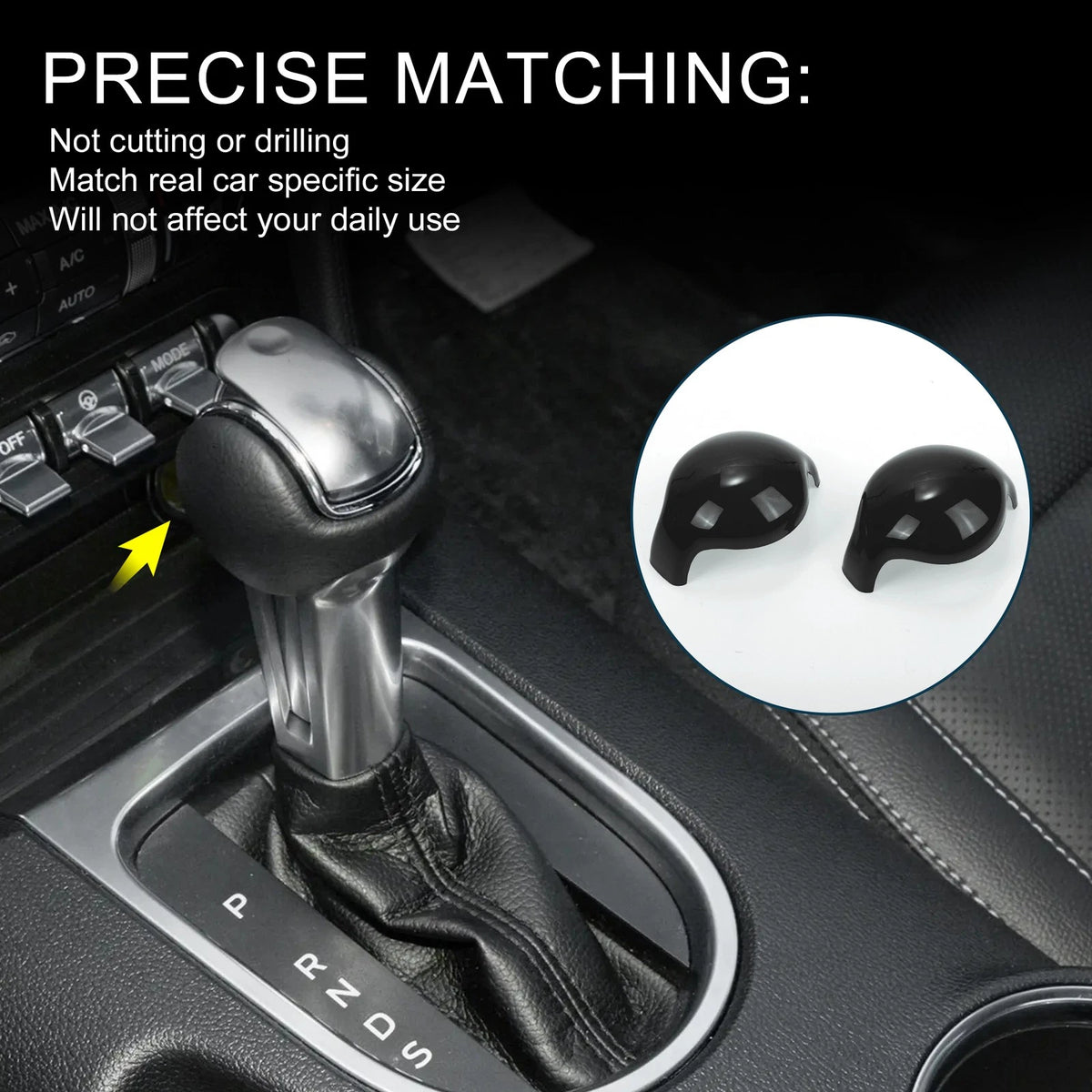 Set of 1 Gear Shift Knob Decorator Cover for Ford Mustang (2015–2023) Black
