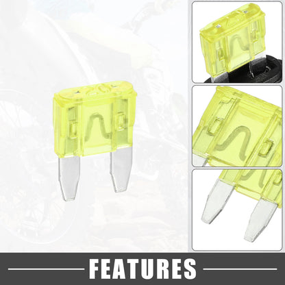 Set of 20A Mini Blade Fuses with 16 AWG Fuse Holder for Universal Use