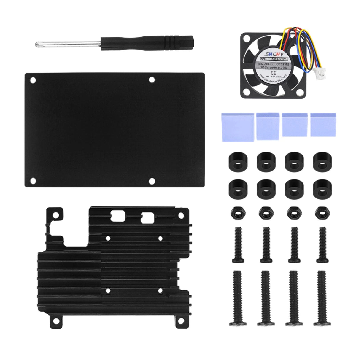 Aluminum Protective Case for Raspberry Pi 5 Motherboards + Cooling Fan