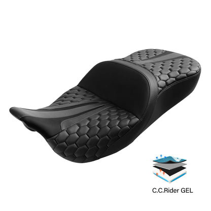 Gel Driver Passenger Seat for Harley Touring Electra Road Glide King (2009–2023)