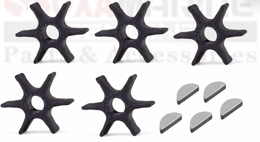 5pcs Water Pump Impeller with Key for Yamaha Mariner Outboard (6E5-44352-01)