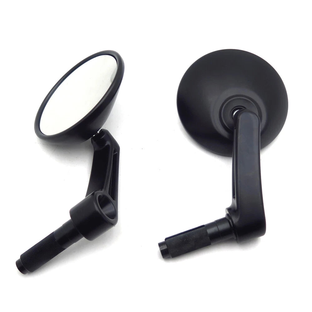 1 Pair Adjustable Black Round Bar End Rearview Side Mirrors for Cafe Racer