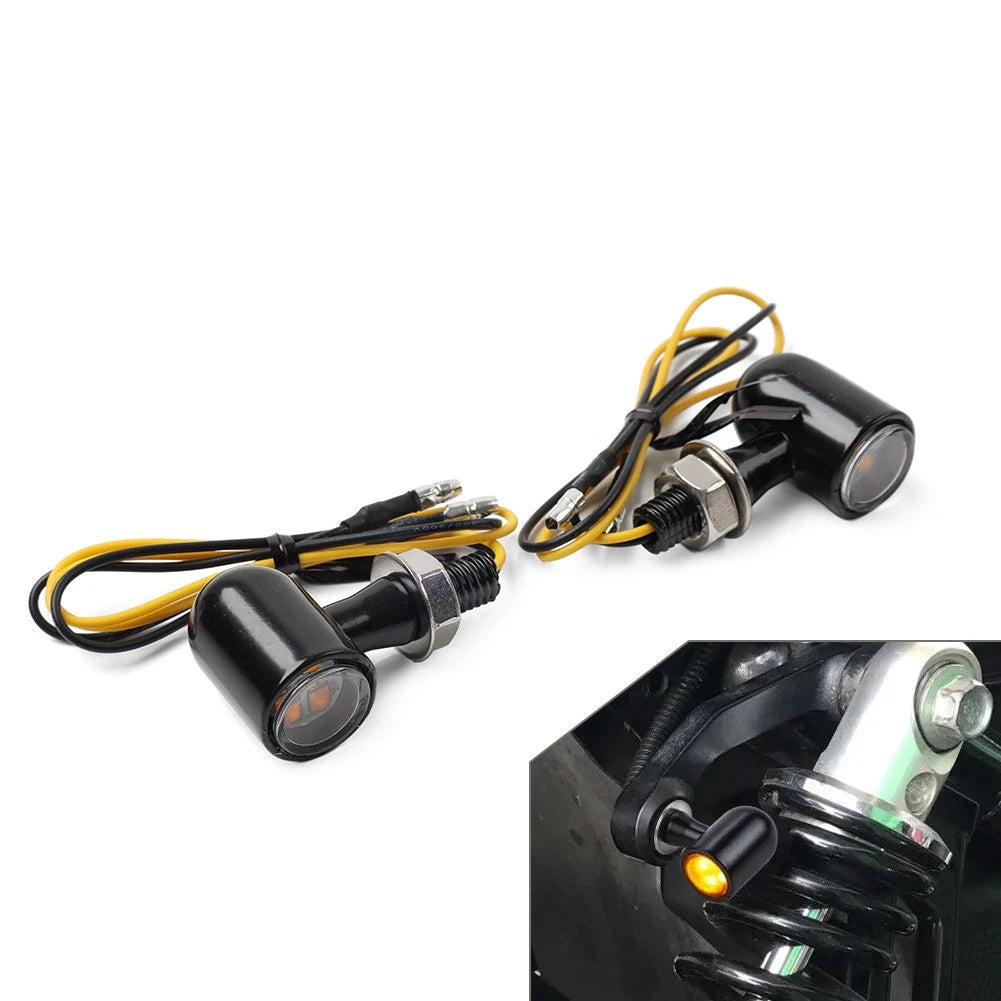 8mm Turn Signal Lights for Bobber Cafe Racer (BLK)