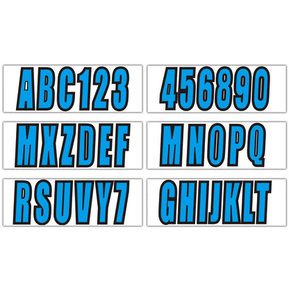 Set of 4 Blue Decal Stickers A-Z & 0-9 for Boat Numbers 3"