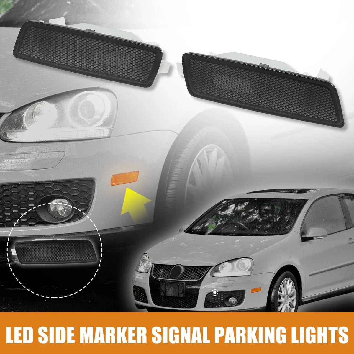 Side Marker Fender Lamps Housing Pair for Volkswagen MK5 Golf GTI (2006–2009)