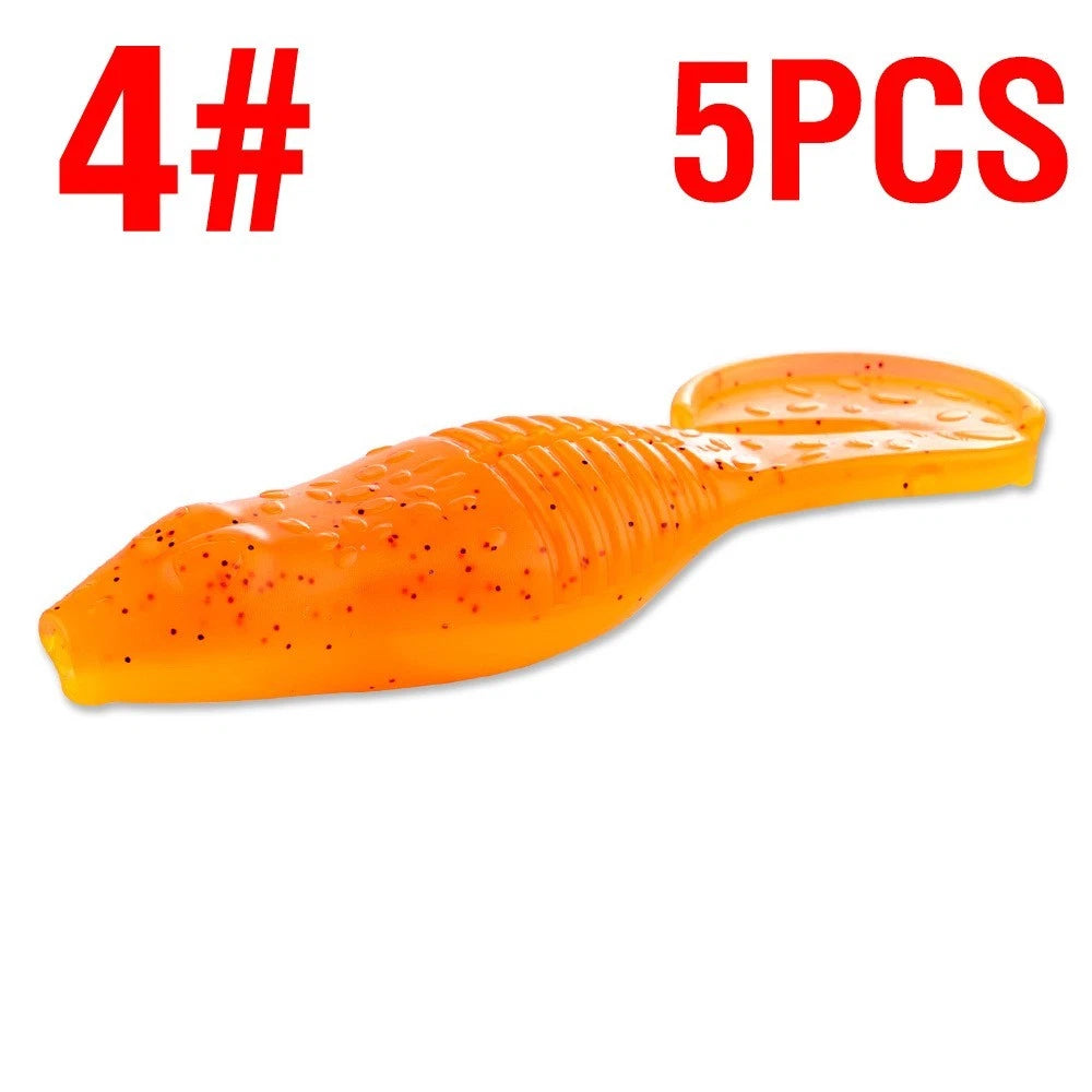 5 Pack Soft Plastic Worm Lures Sinking Swimbait Wide Tail