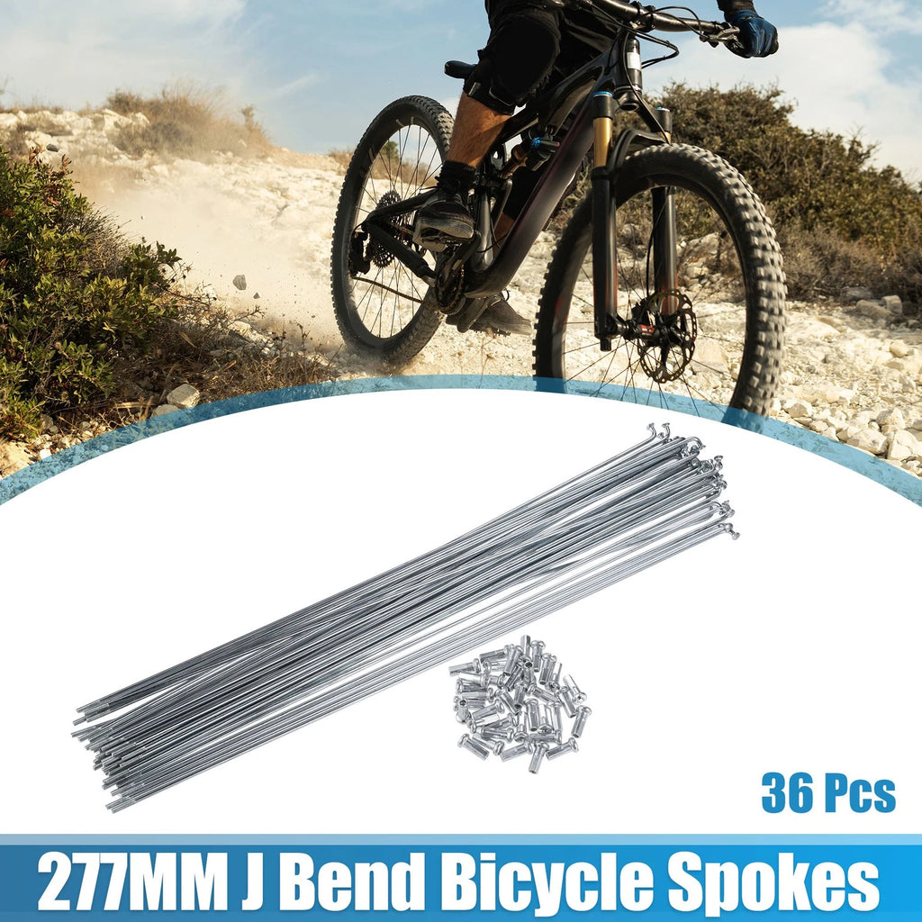 36pcs Bicycle Spokes J Bend 14G 277mm with Nipples for Universal Fit