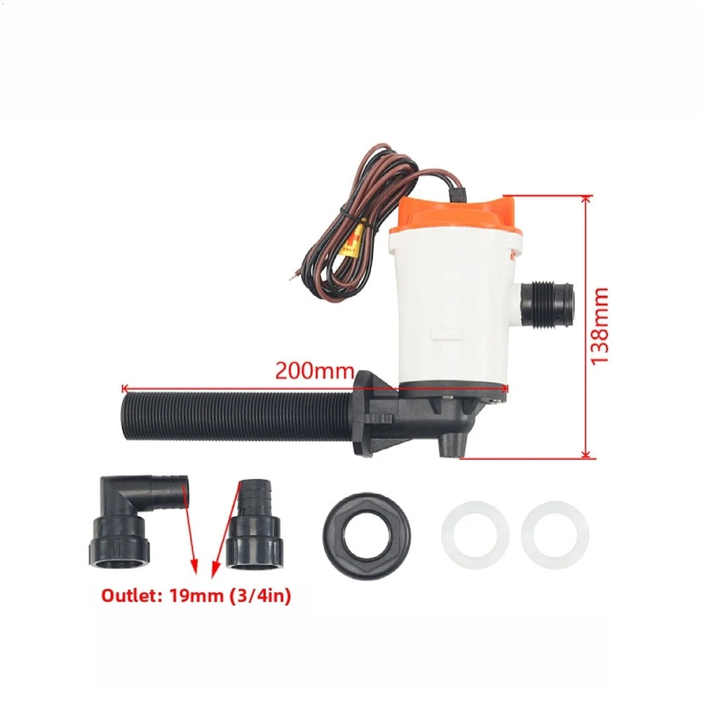 800GPH Marine Submersible Pump 12V for Livewell Circulation (No Years)