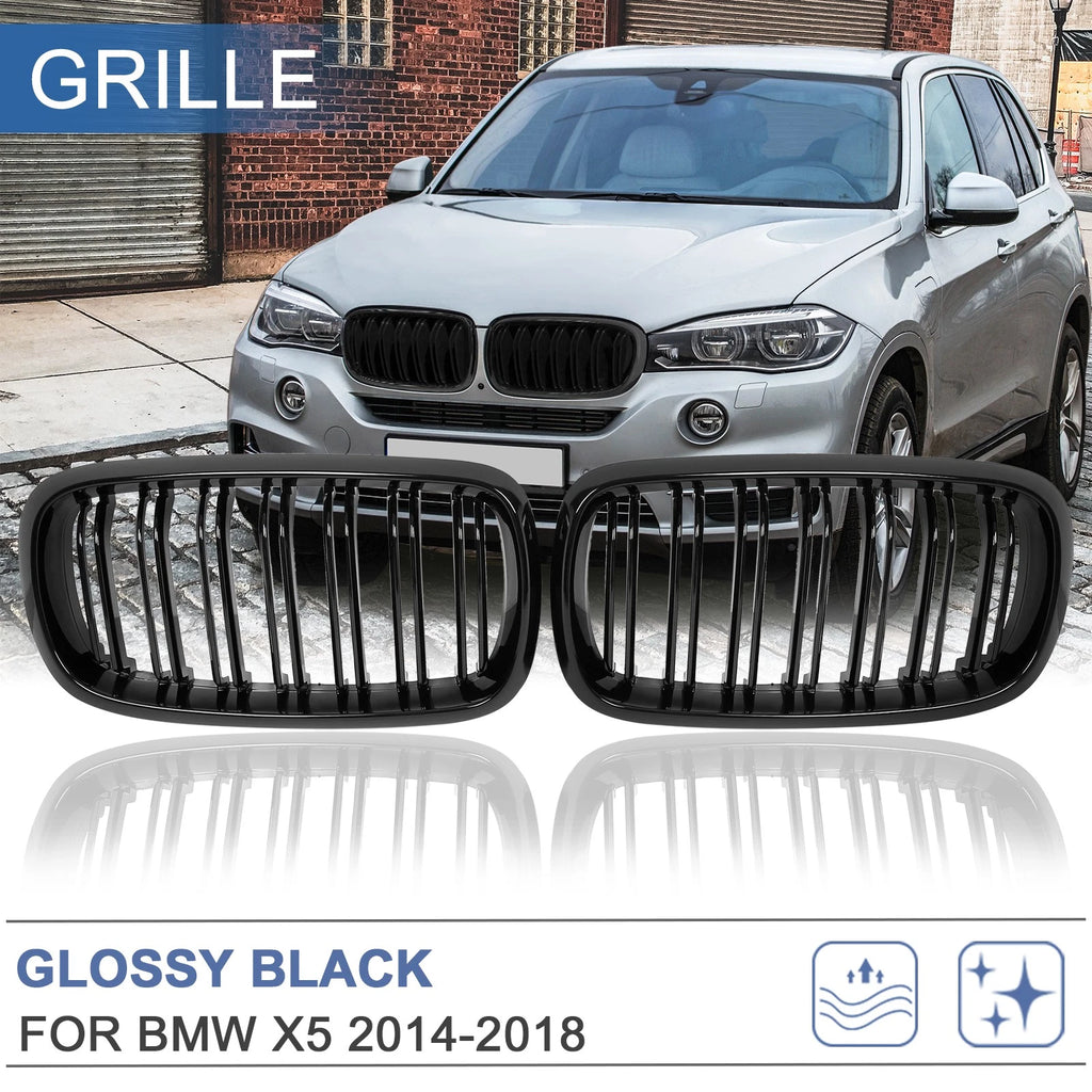 Glossy Black Front Kidney Grille for BMW X5 (2014–2018)