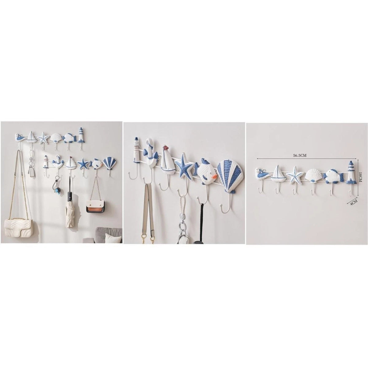 Coat Hook for Wall Hanging Jackets Hats Bags - Blue Themed Resin