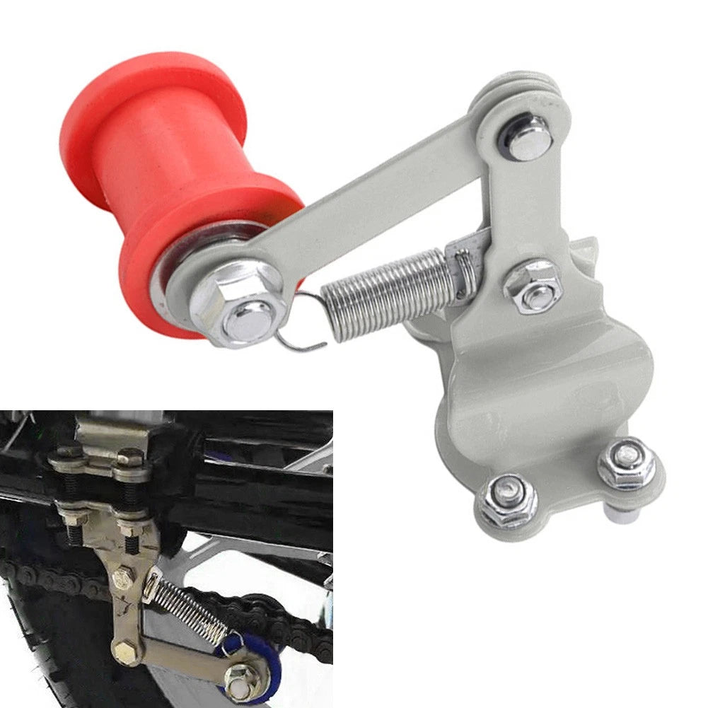 Chain Tensioner Roller Adjuster for Universal ATV Dirt Bike (White/Red)