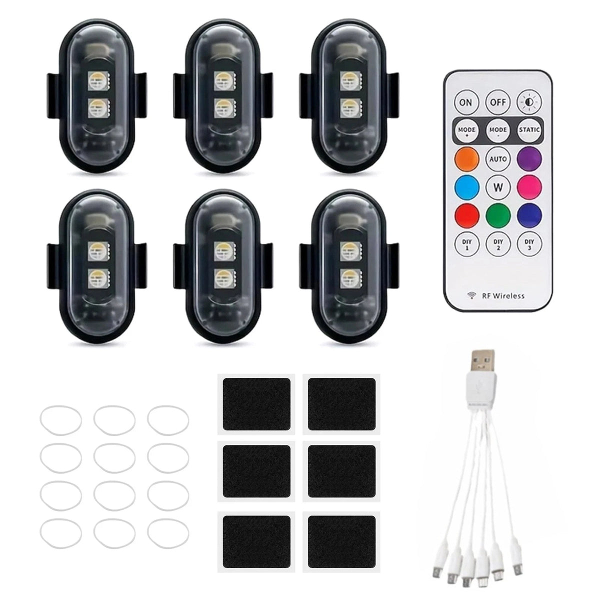 6Pcs Wireless LED Strobe Light for UTV ATV (RGB, Flashing)