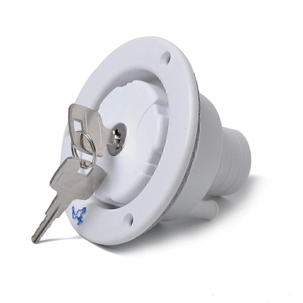 White Locking Gravity Water Inlet Fill Dish Hatch Lock for RV Camper Trailer Car