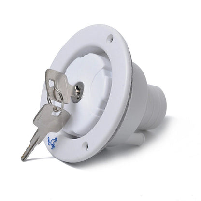 White Locking Gravity Water Inlet Fill Dish Hatch Lock for RV Camper Trailer Car