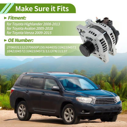 Alternator for Toyota Corolla 1.8L (2009–2013) 130A 12V No.270600P151