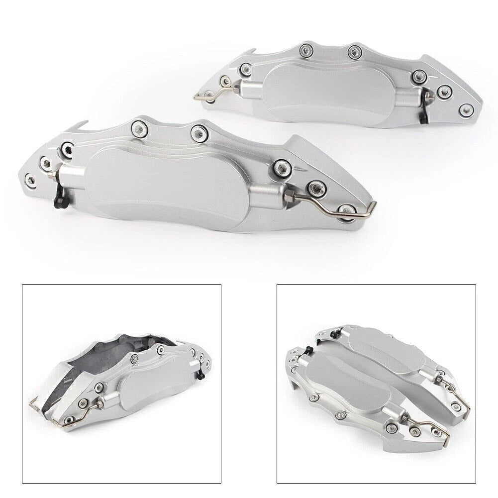 2X Front Rear Disc Brake Caliper Covers for Universal Fit 18" Wheel Silver