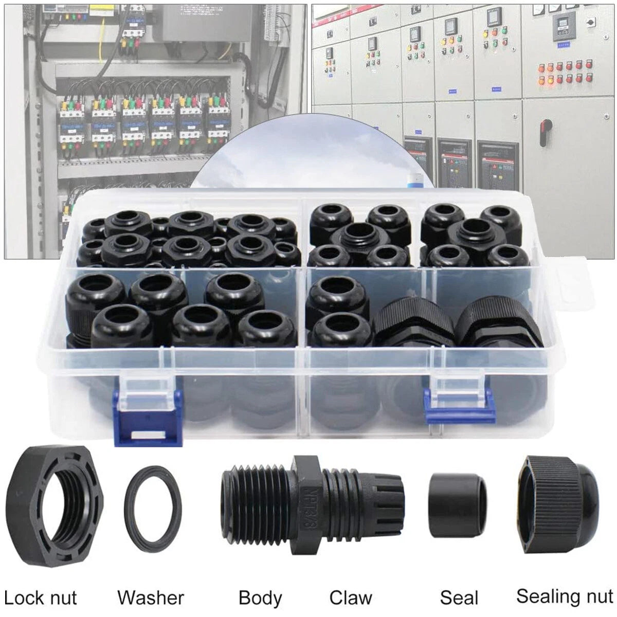 38X Waterproof Cable Gland Kit IP68 Joints Adjustable Locknut