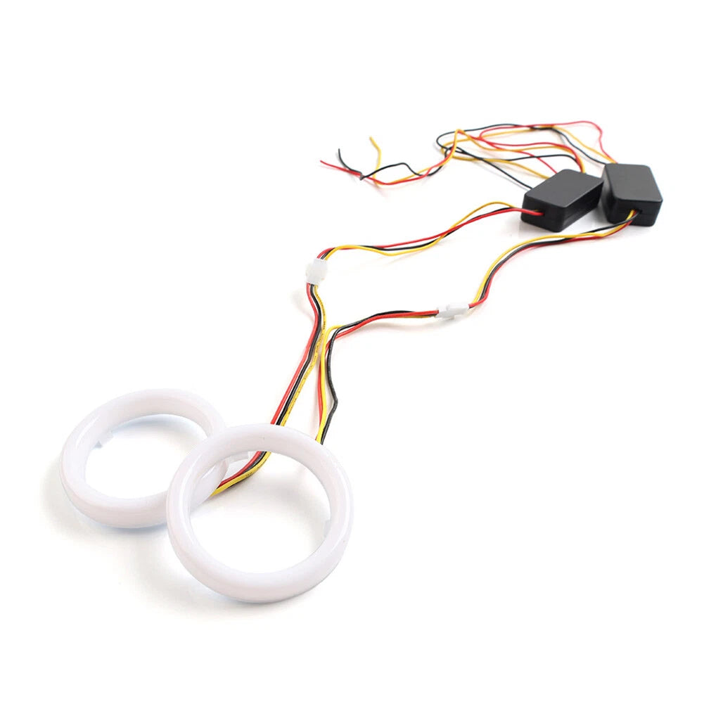 2X 80MM White Amber Switchback LED Angel Eyes for Car Headlight Retrofit