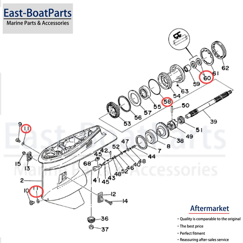 Propeller Housing Cap Repair Seal for Yamaha F40A F45A F50 F50A T50 FT50B