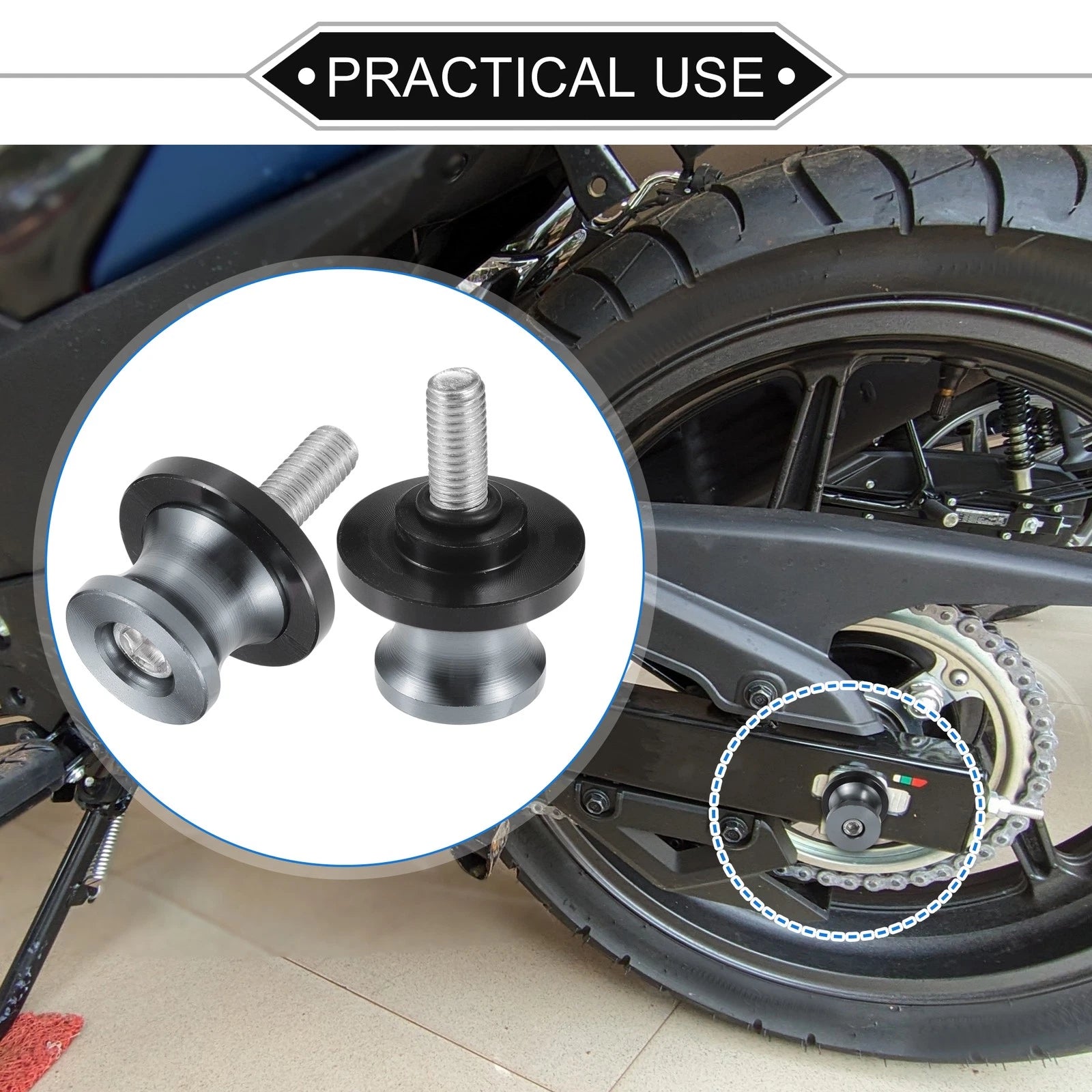 Motorbike Swingarm Spools Pair CNC 8mm for Universal Fit (Any Model)
