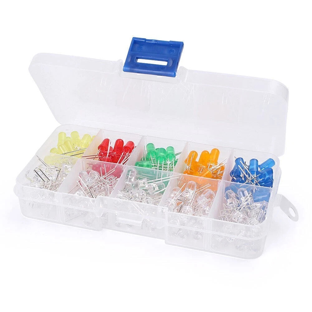 LED Round Light Assortment Kit (200pcs, 5mm, 5 Colors)