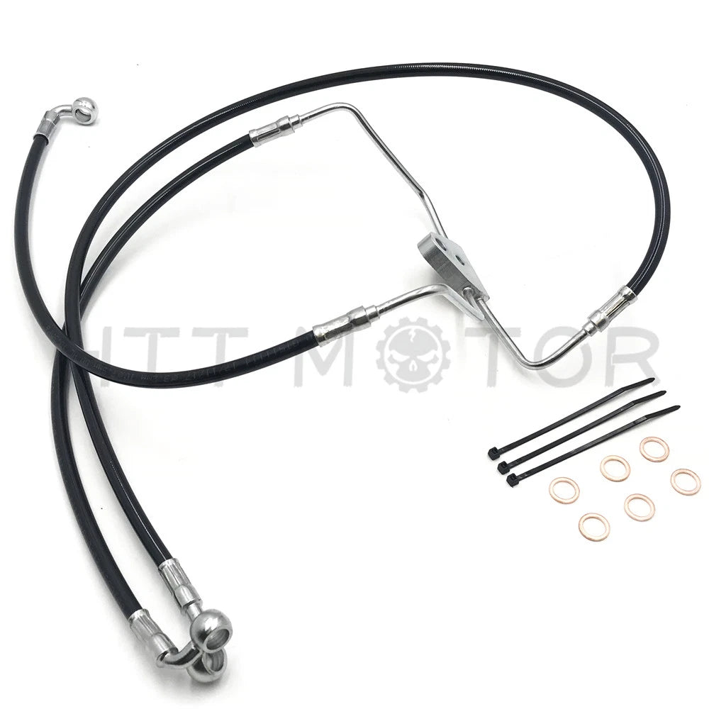 Front +8" Black Vinyl Brake Line Kit for Harley Touring (2008–2013)