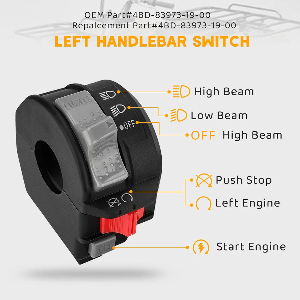 Handlebar Start Switch Headlight for Yamaha YFM250X Bear Tracker 250 (1999–2000)