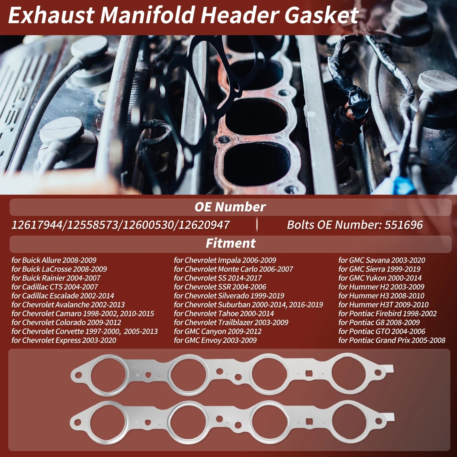 Exhaust Manifold Gasket Seal Replacement for Cadillac Escalade (2002–2014)
