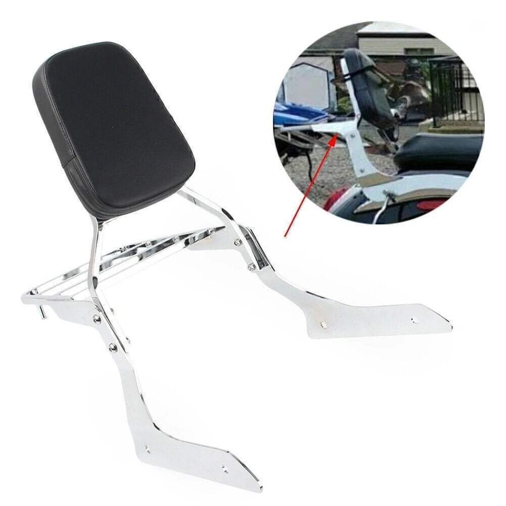 Chrome Passenger Backrest Sissy Luggage Rack for Yamaha XVS1300A V Star (2011–2017)