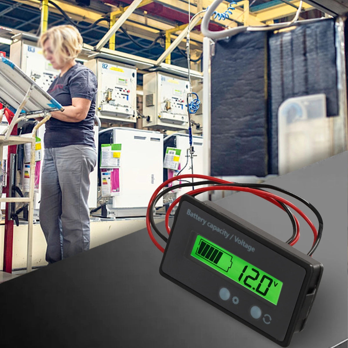 LED Digital Voltmeter Battery Gauge for Car/Marine/Motorcycle (12V-84V)