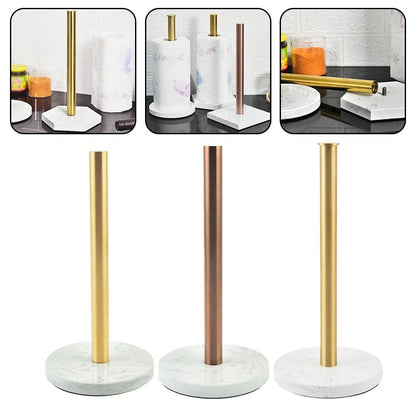 Compact Marble Metal Paper Towel Holder - Secure Grip, Easy Refill