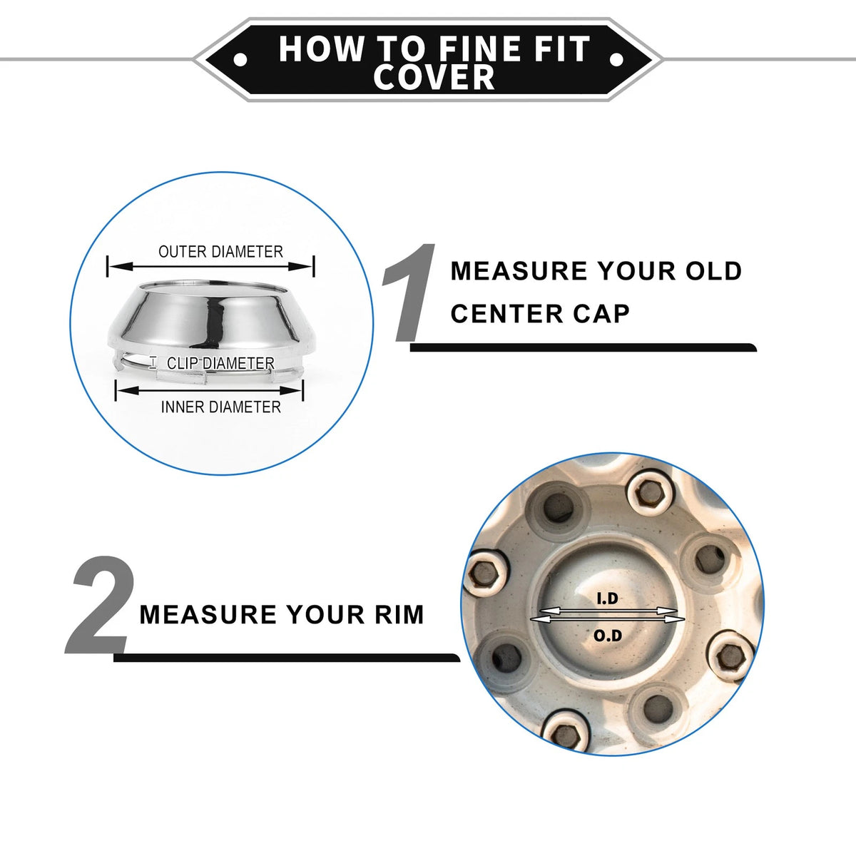 Set of 4 Wheel Hub Center Caps for 65mm ABS Silver Black
