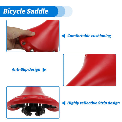 Bike Seat Cushion for Universal Bicycle (Waterproof, Comfortable, Red)