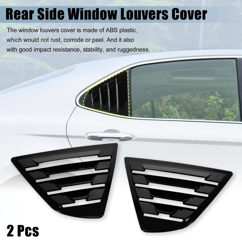 2PC Glossy Black Rear Side Window Louver Cover for Toyota Camry (2012–2017)
